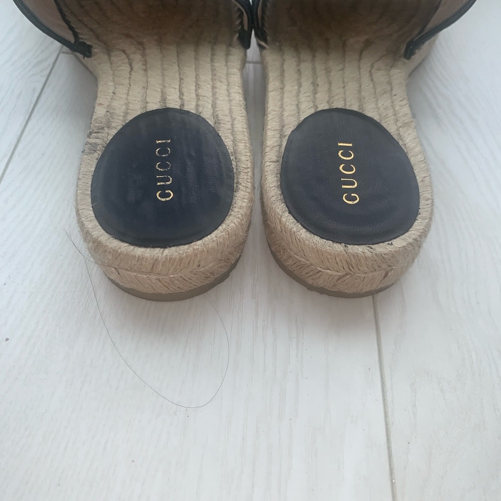 Gucci Napa Charlotte Nero GG Leather Espadrille Slide Sandal SZ EU36.5 6.5US - Picture 8 of 10
